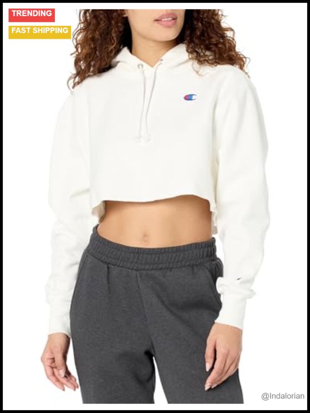 Women's Cropped Hoodie, Fleece, Kangaroo Pocket, Oversized Pullover